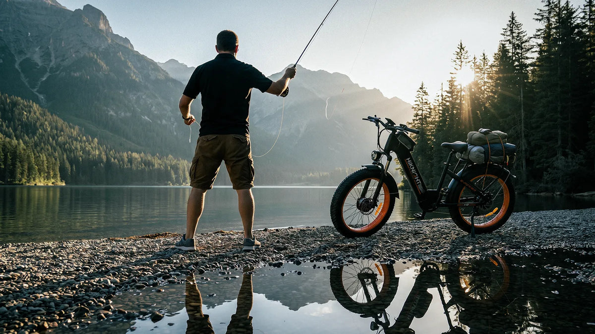 HIKNIGHT H2 Pro parked by a lake during a fishing trip