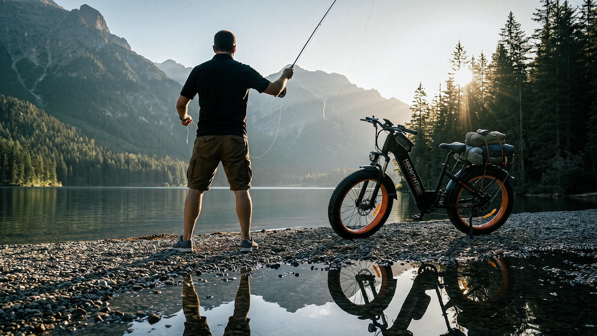 HIKNIGHT H2 Pro parked by a lake during a fishing trip